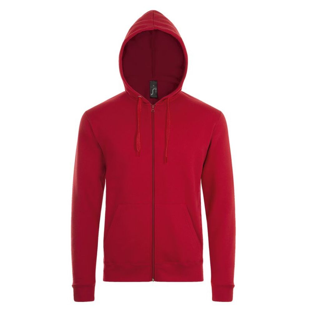 SOLS Mens Stone Zip Up Plain Hoodie / Red